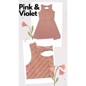 Pink & Violet Girl Tank Top Sun Dress Stripe Pink & Grey Size L
